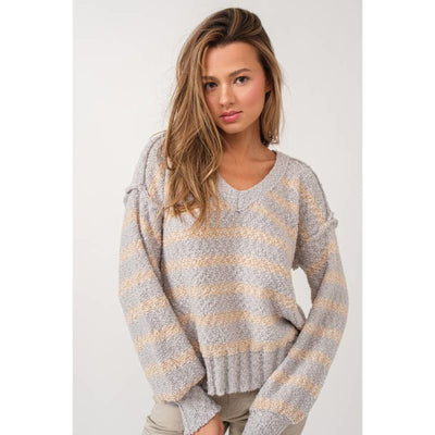 While You Dream Striped Sweater - S / Grey - 130 Sweaters/Cardigans