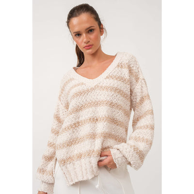 While You Dream Striped Sweater - S / Ivory - 130 Sweaters/Cardigans