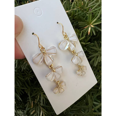 White Cascading Flower Earrings - Gold - 190 Jewelry