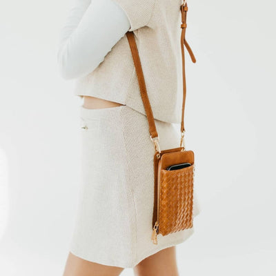 Woven Double Duty Phone Bag - Woven Brown / 0407 - 200 Handbags