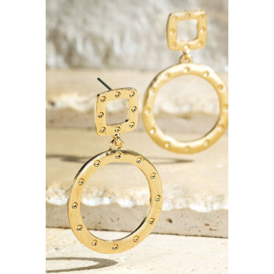 Circular Drop Dangle Drop Earring - Gold - 190 Jewelry